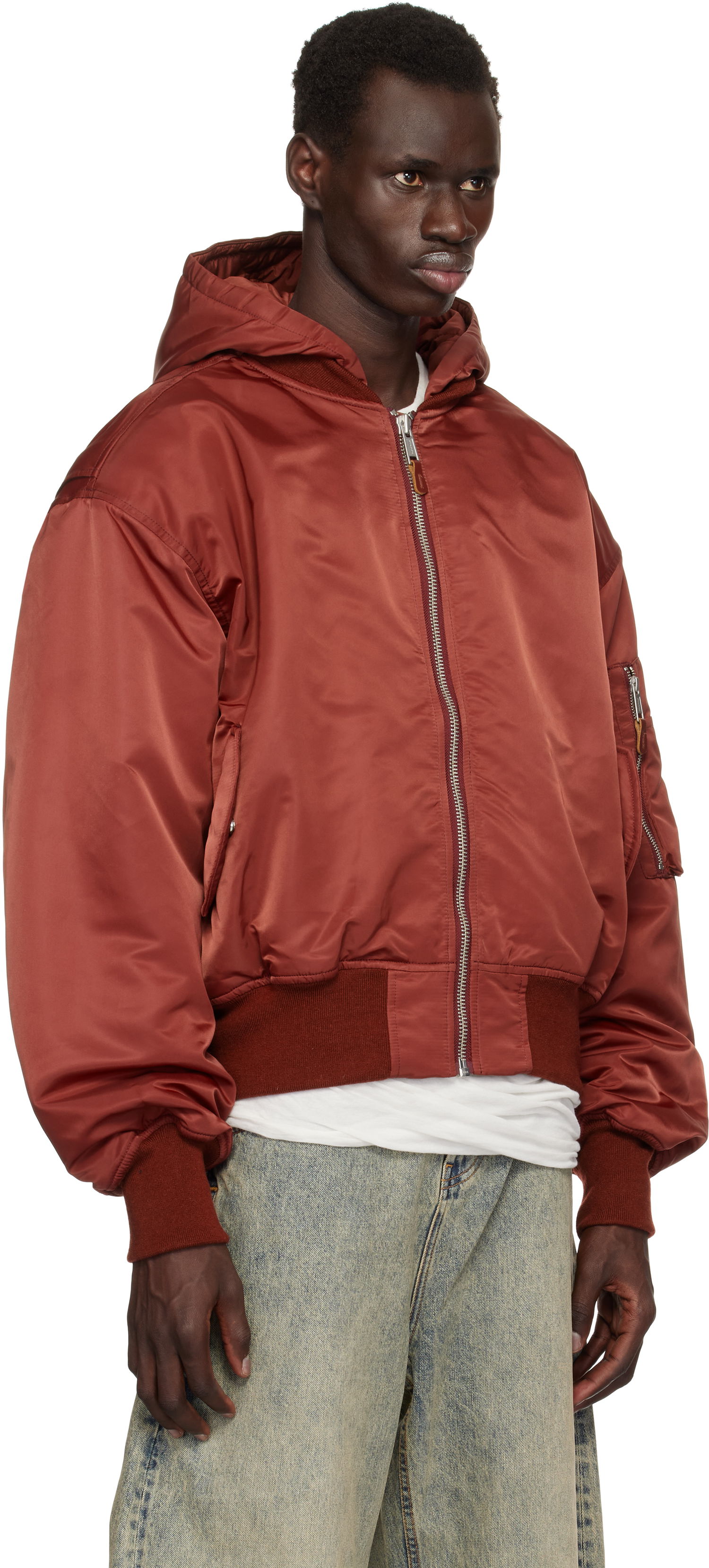 Bomberjakke Entire Studios Entire Studios Hooded Broad Bomber Jacket Rød | ES2539GA, 1