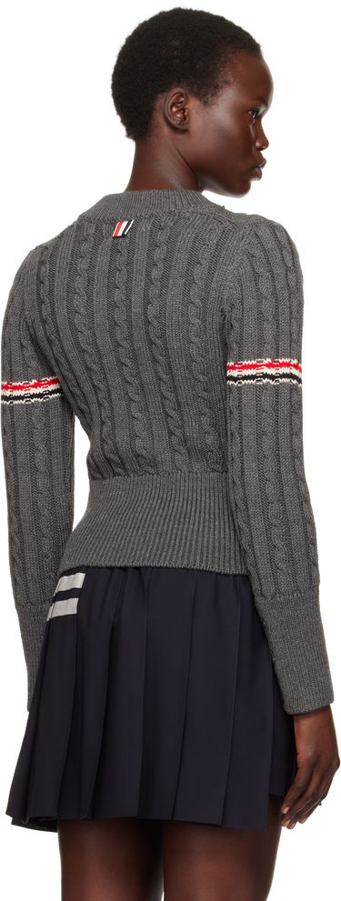Sweater Thom Browne Classic Cable V-Neck Wool Sweater Blå | FKA479A-Y1024, 2