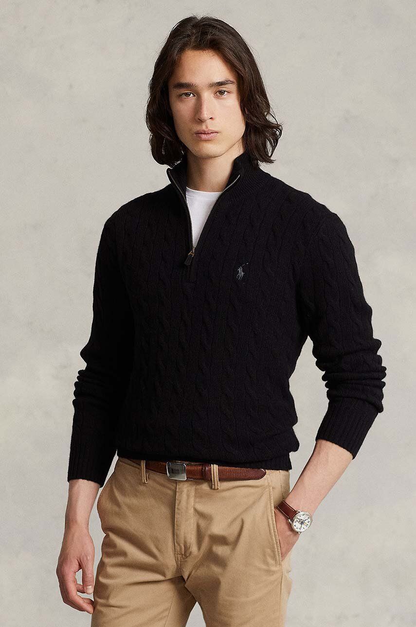 Sweater Polo by Ralph Lauren Cable Knit Quarter-Zip Wool Sweater Sort | 710876766, 0
