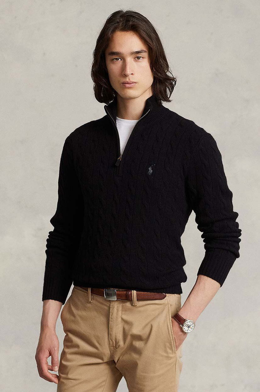 Sweater Polo by Ralph Lauren Cable Knit Quarter-Zip Wool Sweater Sort | 710876766