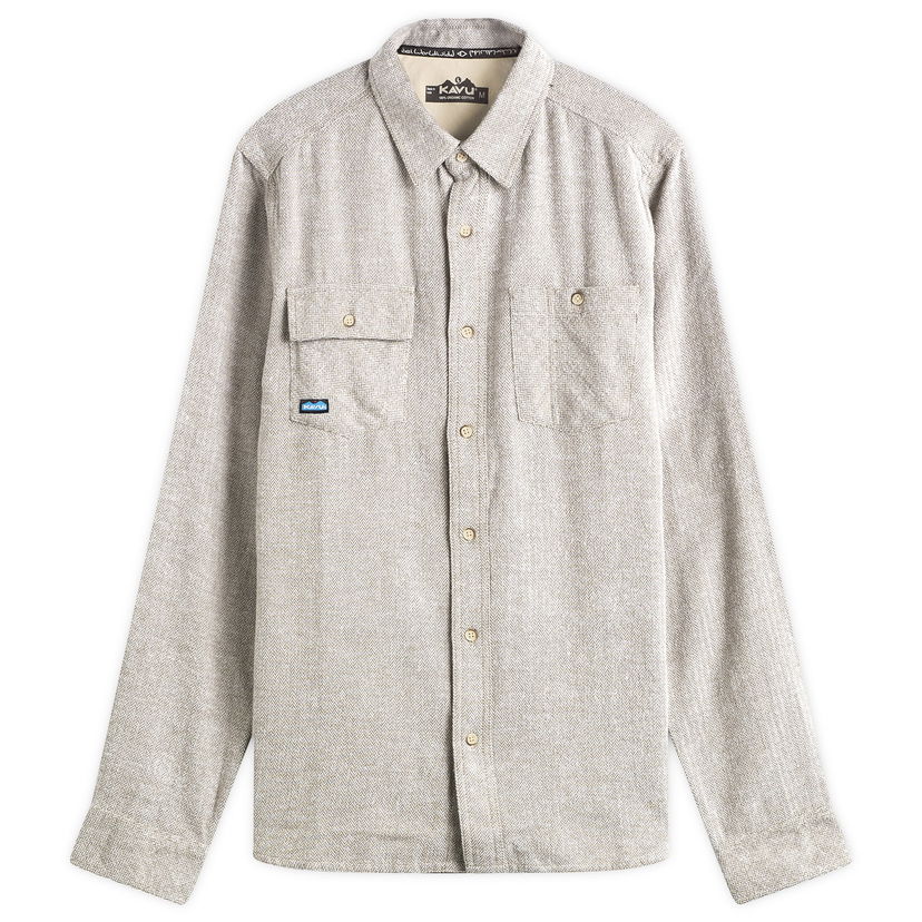 Skjorte KAVU Langley Herringbone Overshirt, Size Small Beige | 5039-2708