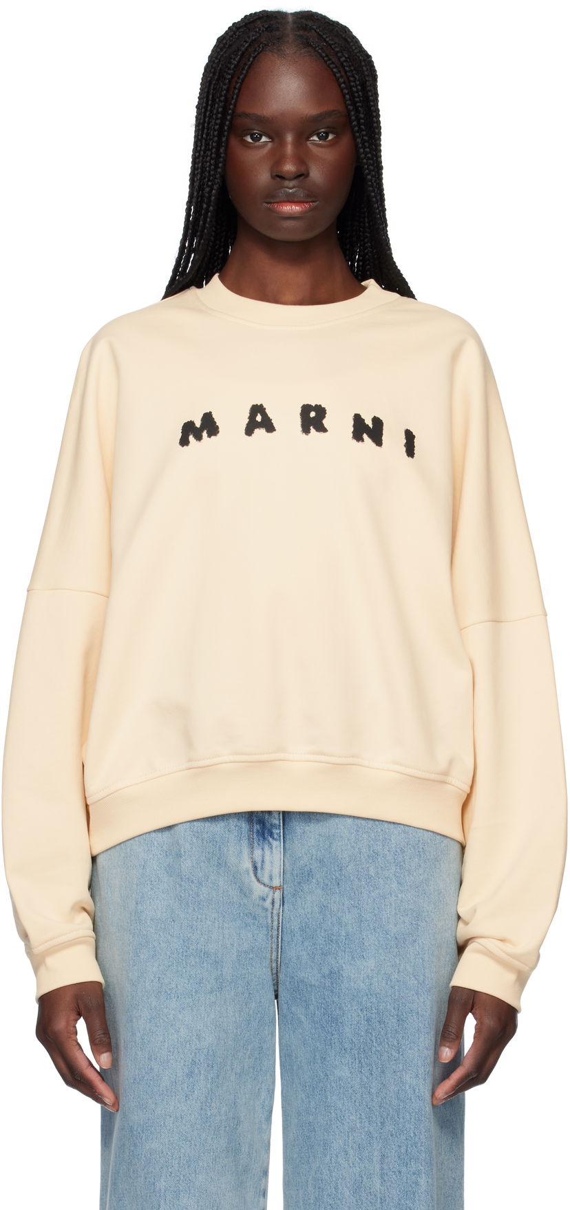 Sweatshirt Marni Marni Crewneck Sweatshirt Beige | FLJE0185P7 USCX43