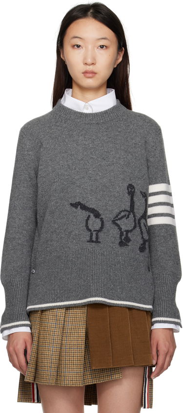 Sweater Thom Browne Thom Browne Merino Wool Geese Intarsia Sweater Grå | FKA499A-Y1029, 0