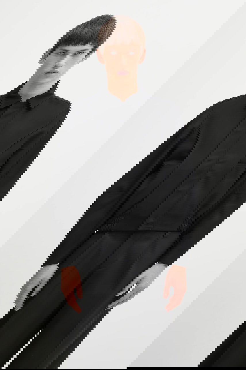 Jakke ADER ERROR Collared Cropped Jacket with Wool Blend and Elasticated Hem Sort | BO01FWJK0106BK, 0