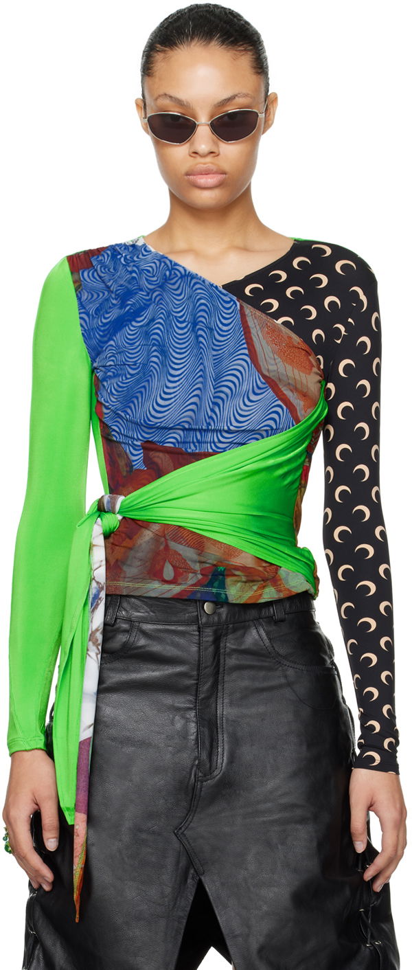 T-shirt Marine Serre Shelter Draped Blouse Grøn | WTO049, 0