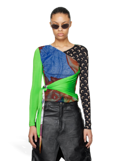 T-shirt Marine Serre Shelter Draped Blouse Grøn | WTO049