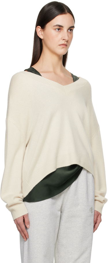Sweater Anine Bing ANINE BING Lee Lace-Trim V-Neck Sweater Beige | A-09-3280-101, 4