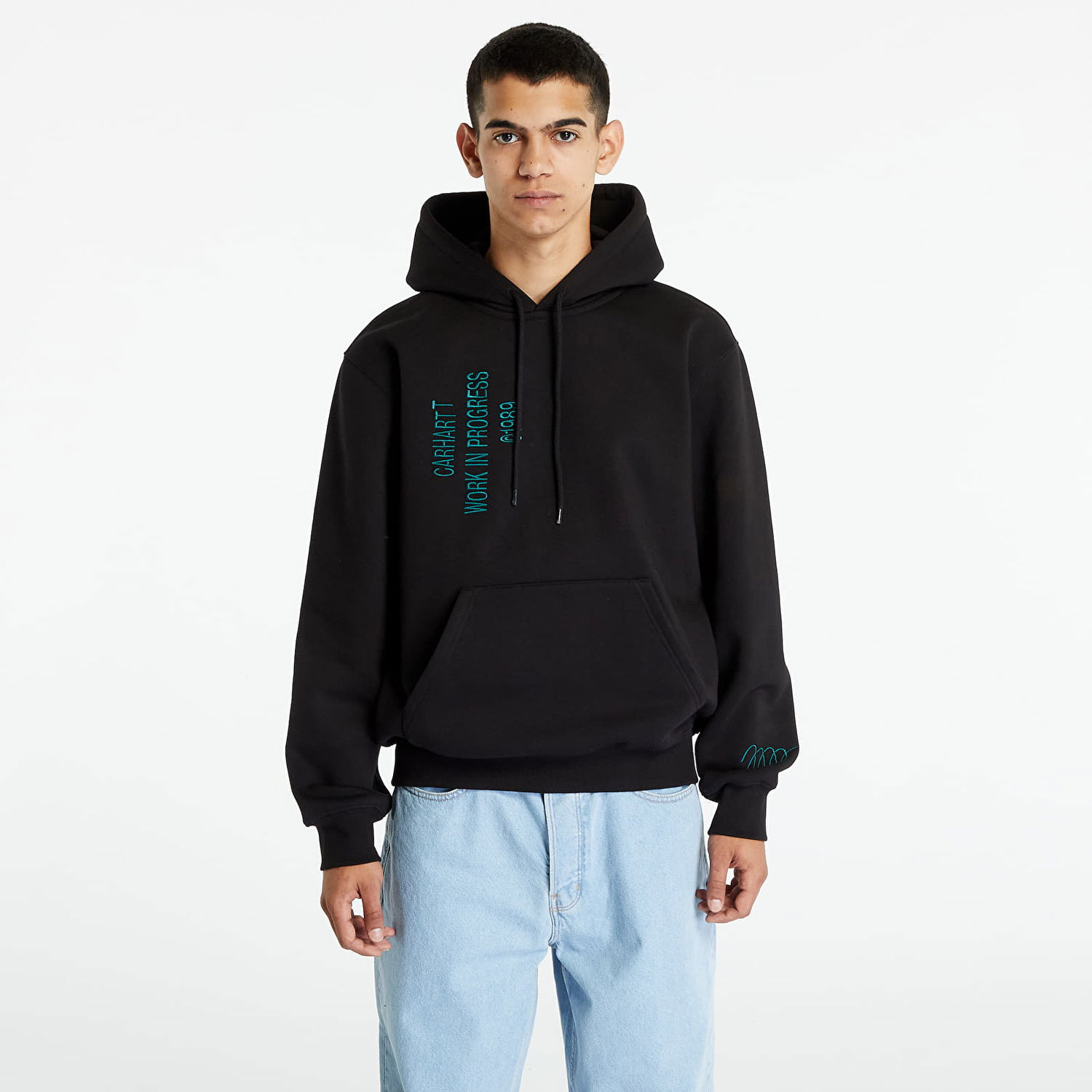 Sweatshirt Carhartt WIP Hooded Signature Sweat Black Sort | I032164.89XX, 0