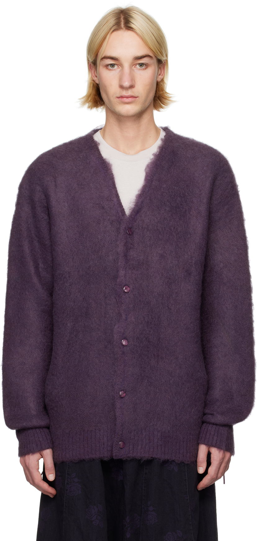 Sweater Needles Mohair Cardigan Lilla | PU314