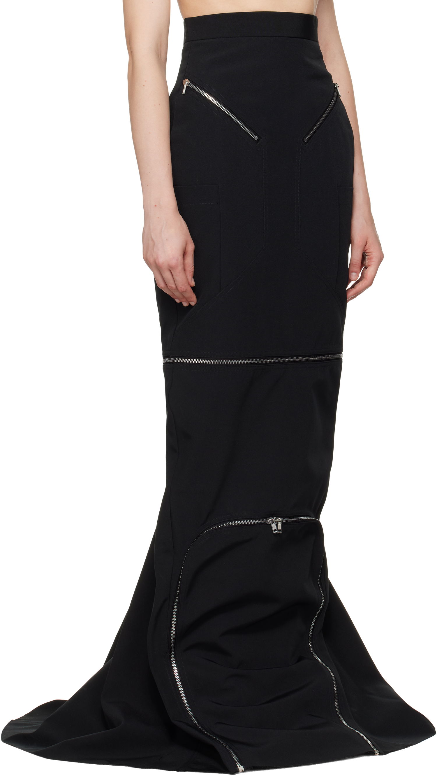 Nederdel Rick Owens Rick Owens Hollywood Headon Maxi Skirt Sort | RO01E7399 PCVS, 1