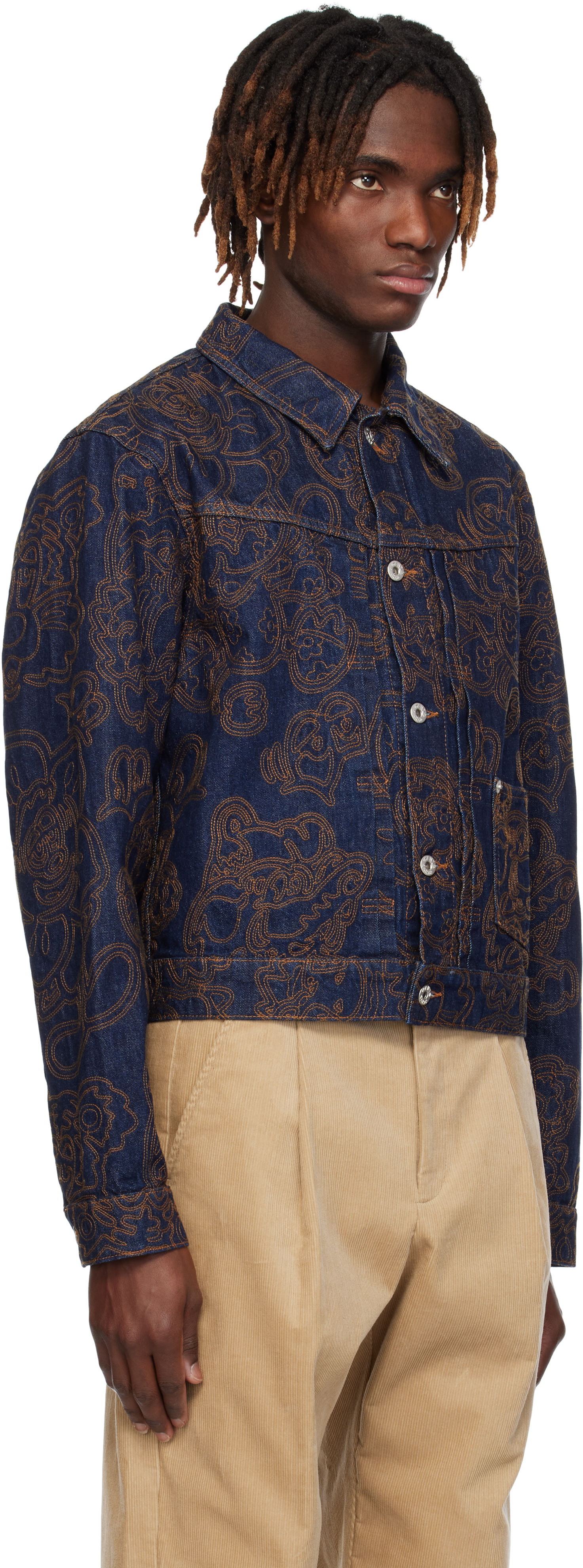 Jakke KENZO Kenzo Paris VERDY Edition Embroidered Denim Trucker Jacket Blå | FF55DV3096V1, 1
