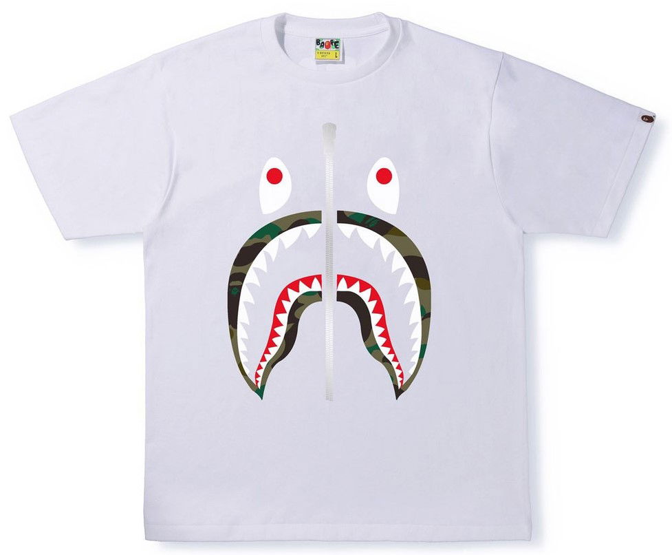 T-shirt BAPE 1st Camo Shark Tee Hvid | 001TEH624011X, 0