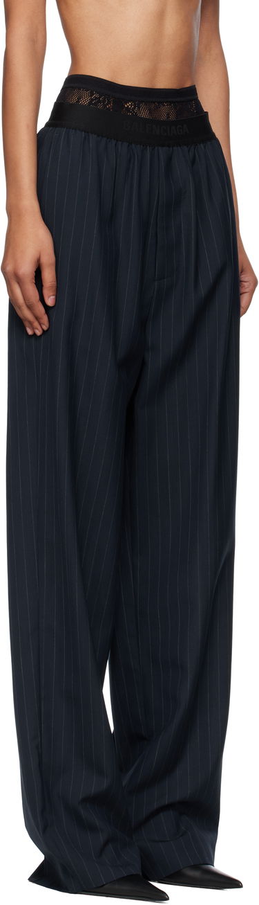 Bukser Balenciaga Balenciaga Pinstripe Elastic Trousers Mørkeblå | 790887TST24, 1