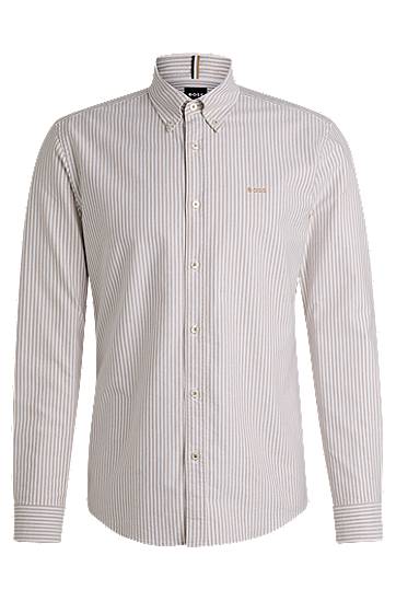 Skjorte BOSS Slim Fit Striped Oxford Cotton Shirt Beige | 50520275