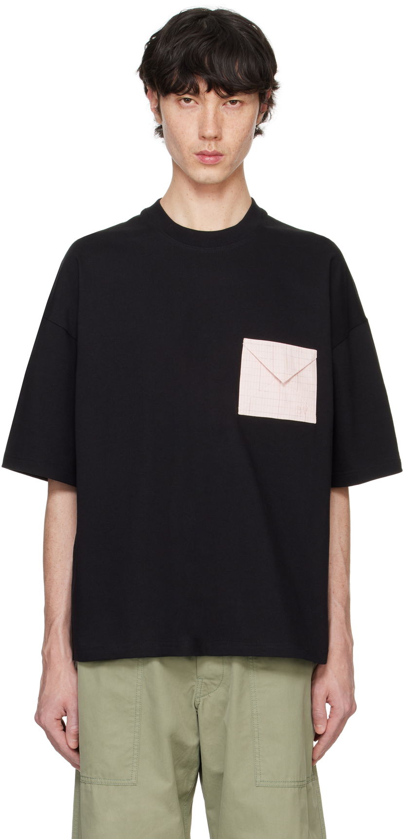 T-shirt Bottega Veneta Pima Cotton Jersey Oversized T-shirt Sort | 804276 V4N50 1000