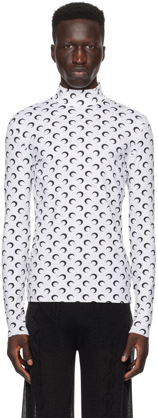 Sweater Marine Serre All Over Moon Turtleneck Hvid | MTS002 CJER0001