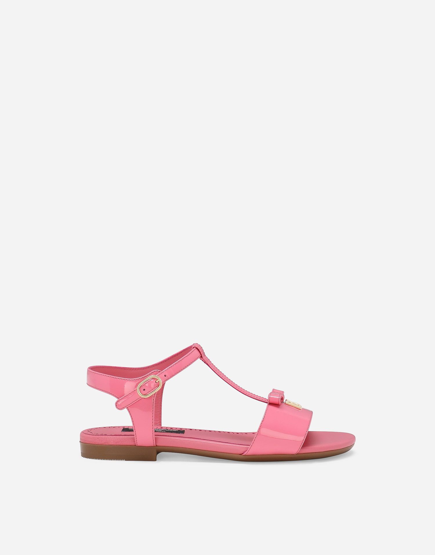 Sneakers og sko Dolce & Gabbana Patent Leather T-Strap Flat Sandals with Bow Detail Lyserød | D11155A132880424, 0