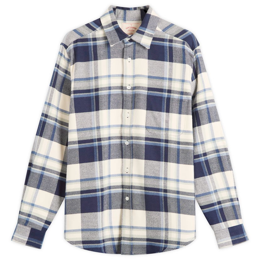 Skjorte Portuguese Flannel Portuguese Flannel Men's Beck Check Flannel Shirt, S Blå | AW25010-NBW