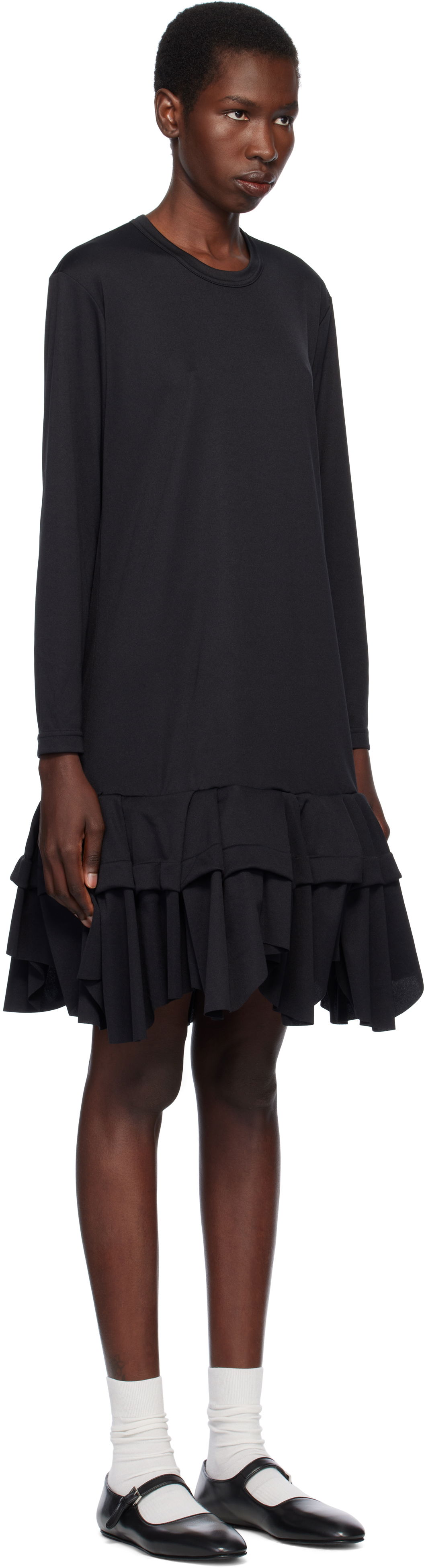 Kjole Comme des Garçons Comme des Garçons Midi Dress with Ruffles Sort | RO-T009-051-1, 1