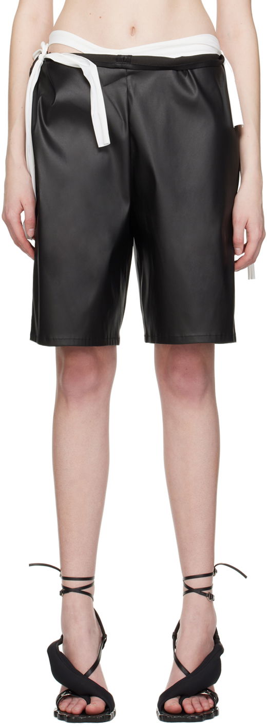 Shorts Ottolinger Ottolinger Drape Faux-Leather Shorts Sort | 404501