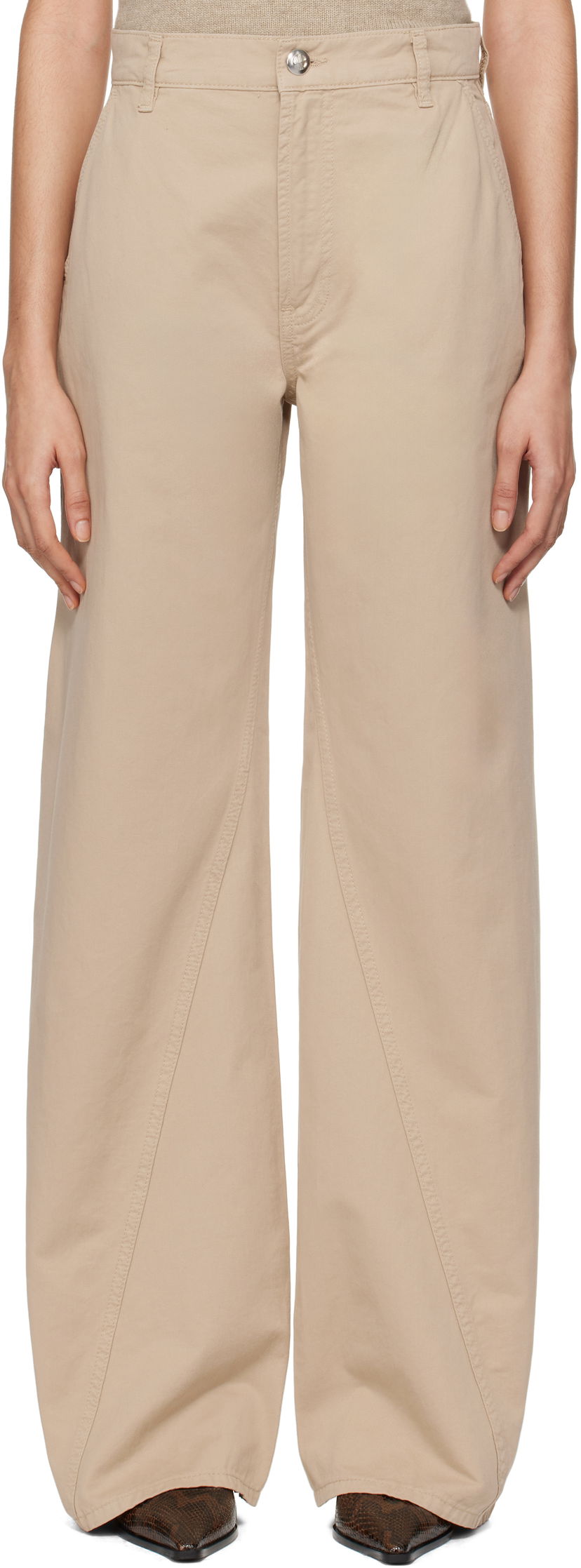 Bukser Anine Bing ANINE BING Briley Wide Leg Trousers Beige | A-03-1149-OMA10