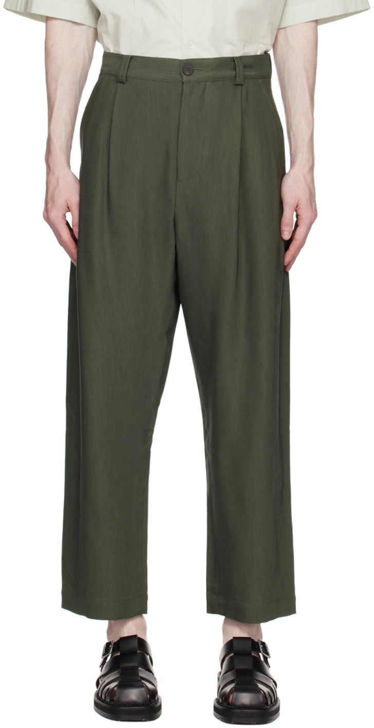 Bukser Studio Nicholson Studio Nicholson Tuck Trousers Grøn | TUCK SNM-787, 0