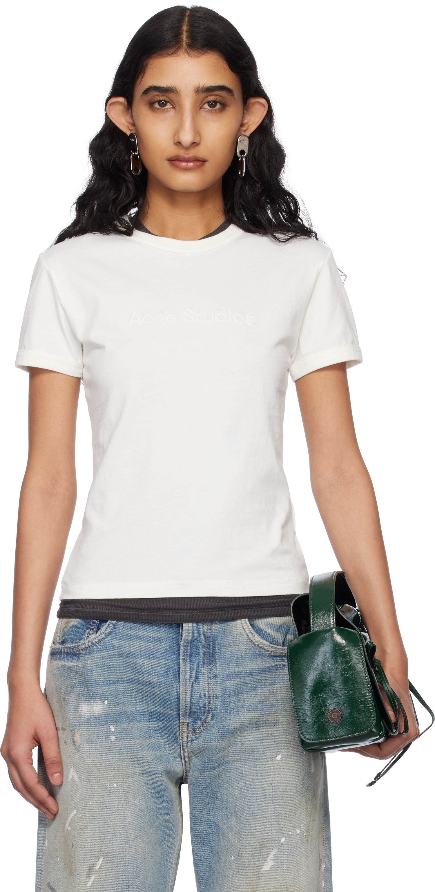 T-shirt Acne Studios Acne Studios Fitted Logo T-Shirt Hvid | AL0469-, 0