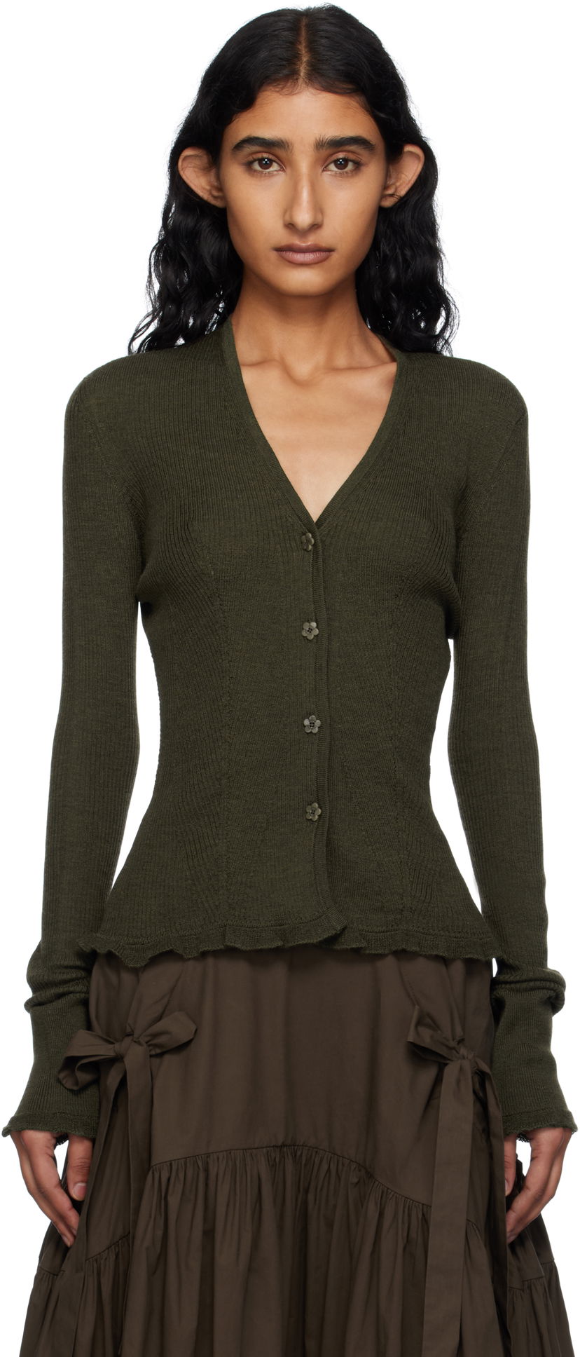 Sweater Cecilie Bahnsen Cecilie Bahnsen Bessie Knit Cardigan Grøn | 2.25KNI52003 BESSIE CARDIGAN