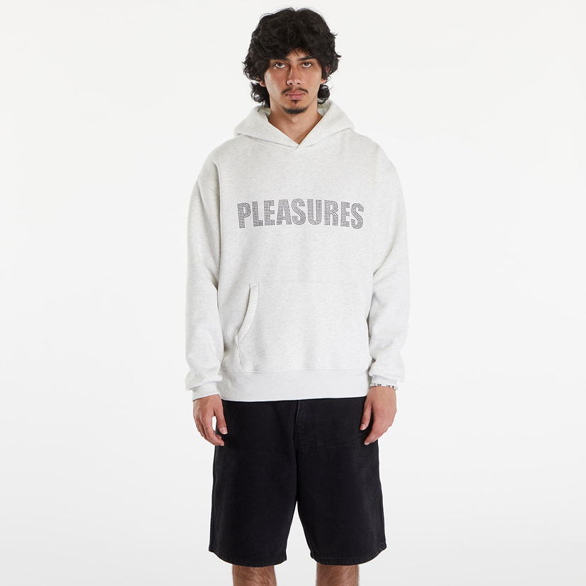 Sweatshirt Pleasures Rhinestone Impact Hoodie Light Heather Grey Hvid | P24SU003 GREY