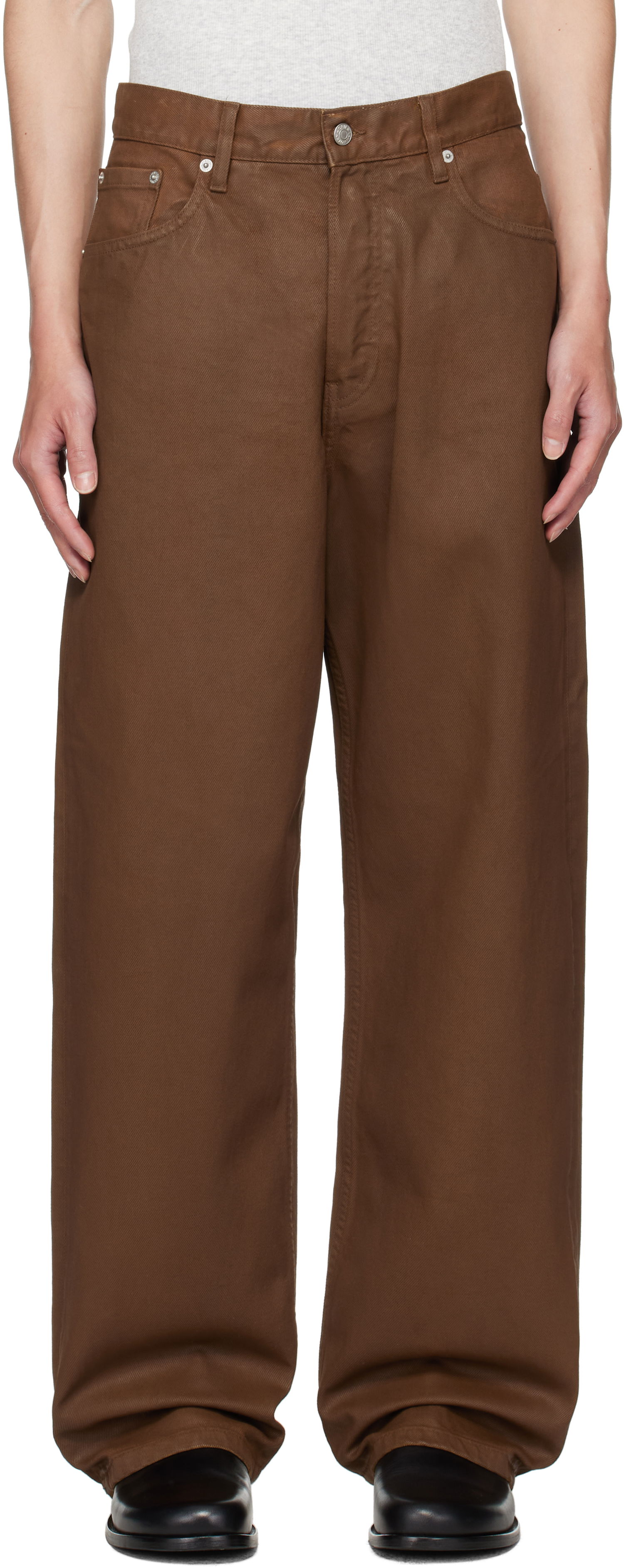 Jeans Dries Van Noten Dries Van Noten Loose Fit Coated Jeans Brun | 252-020927-2383, 0