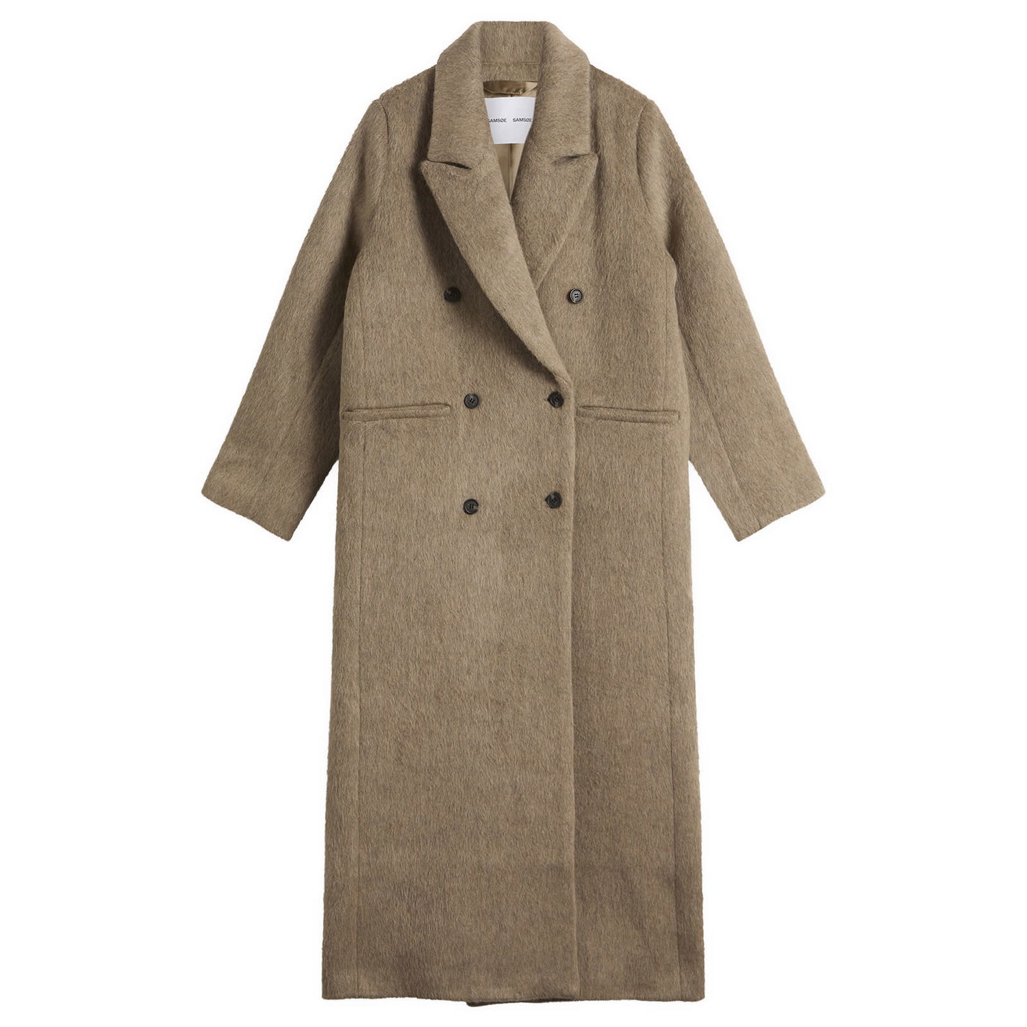 Frakker Samsoe Samsoe Sajilla Hairy Wool Double-breasted Coat Beige | F25400029-CLR002394, 0
