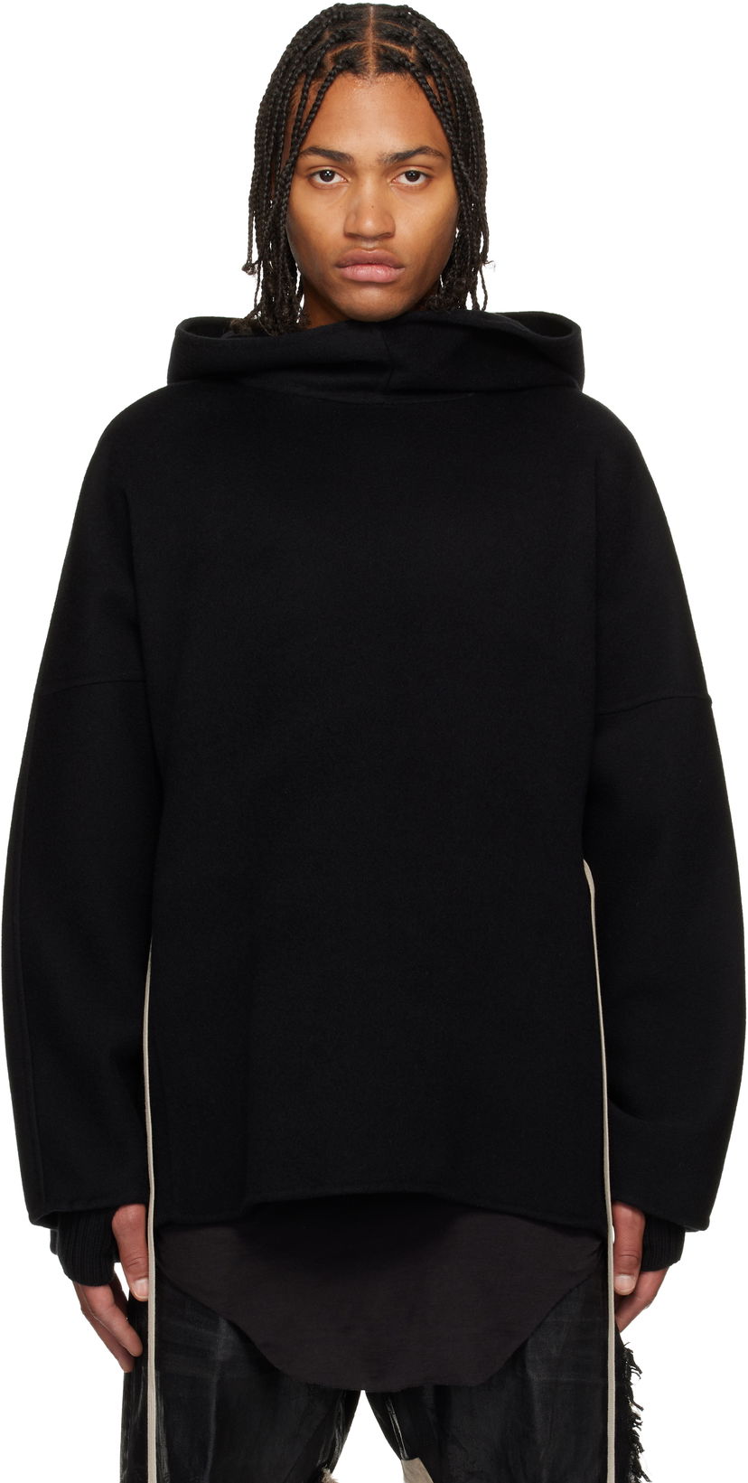 Sweatshirt Rick Owens Concordians Cashmere Tunic Hoodie Sort | RR02E1502 DWS