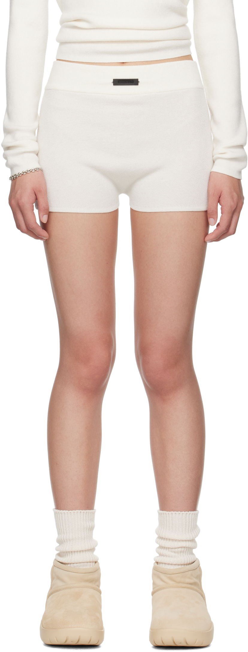 Boksere Fear of God Fear of God ESSENTIALS Soft Rib Knit Boxer Shorts Hvid | 192SP257704FW