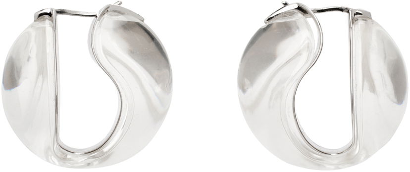 Øreringe Coperni Coperni Silver & Transparent Logo Hoop Earrings Metalisk | COPBI04J1007