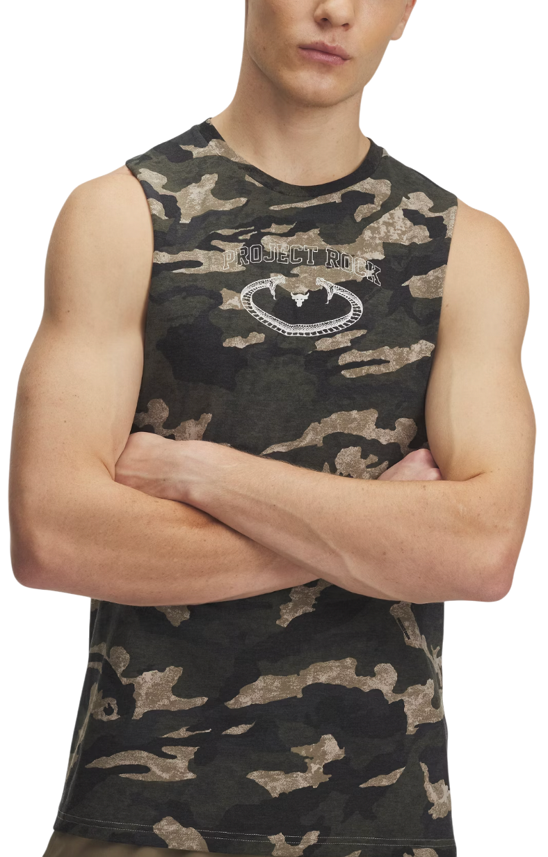Tanktop Under Armour Project Rock Camo Tank Top Grøn | 1389978-299