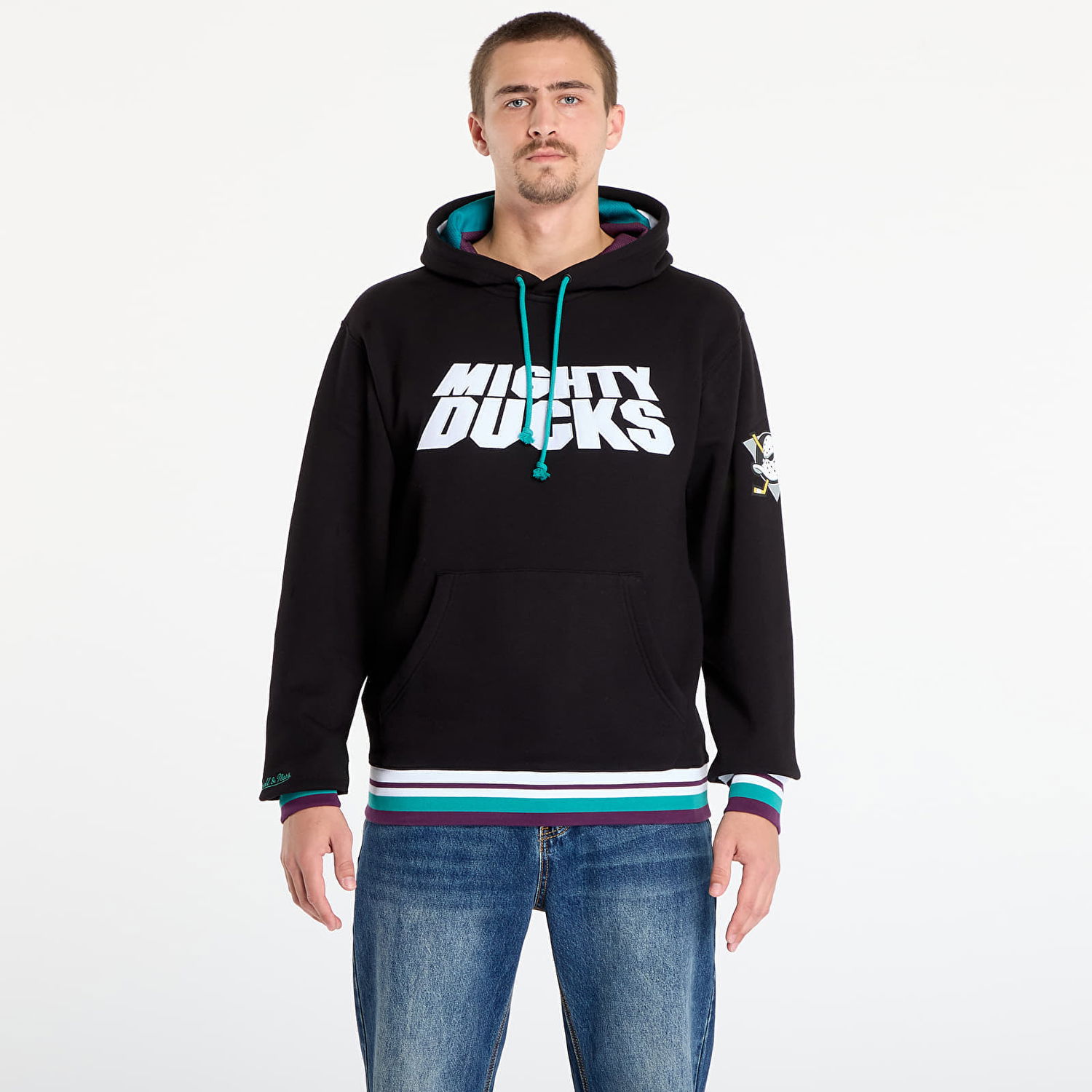 Sweatshirt Mitchell & Ness NHL Playmaker Mighty Ducks Vintage Logo Fleece Hoodie Sort | TH11148-ADUBLCK, 0