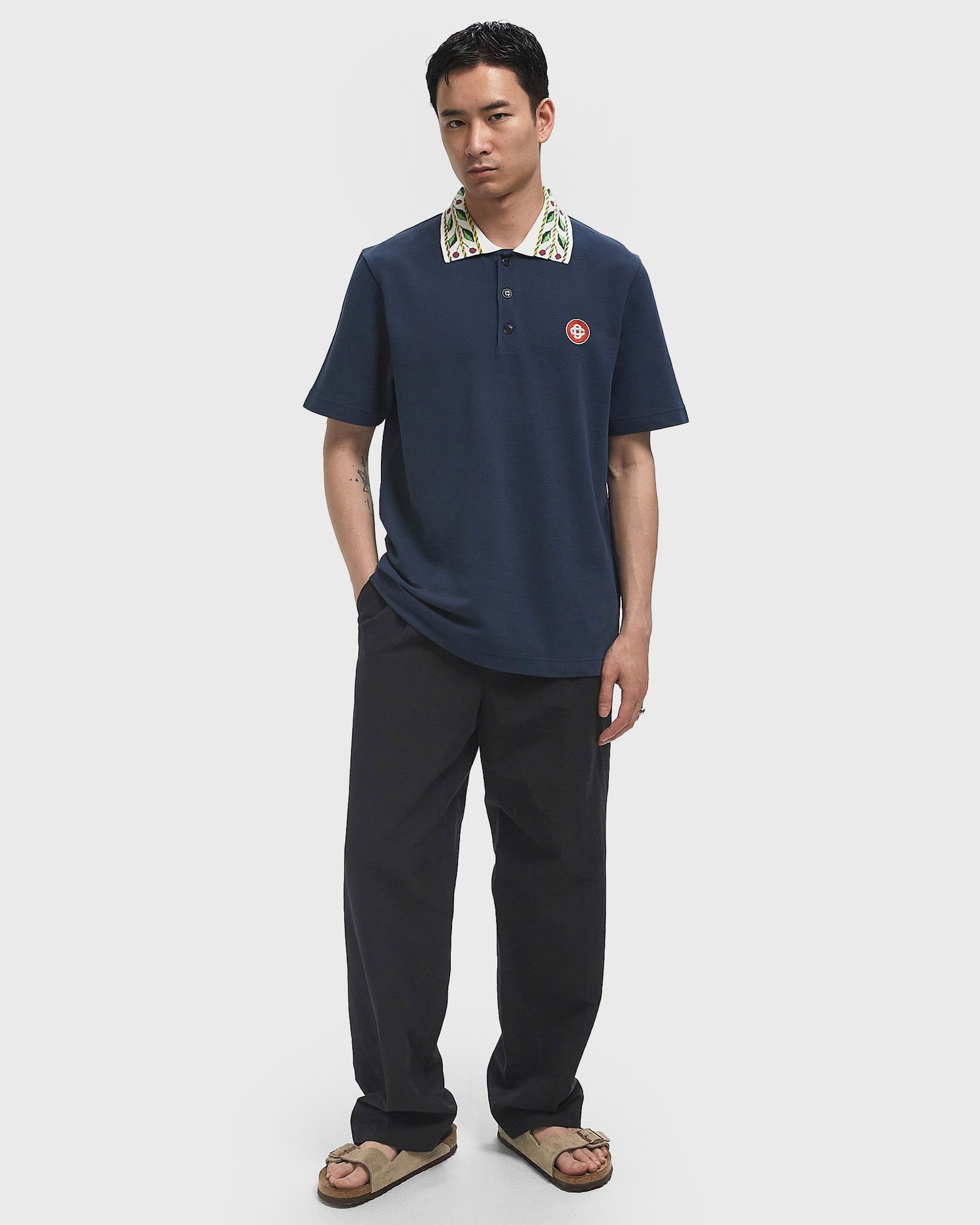 Polo skjorte Casablanca Laurel Pique Polo Shirt Mørkeblå | MPF25-JTP-243-02, 1