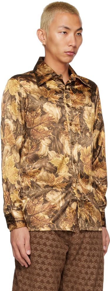Skjorte ERL ERL Printed Satin Shirt Brun | ERL05B004, 3