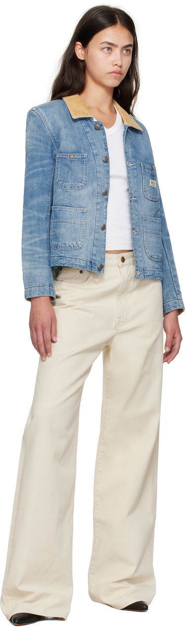 Jakke R13 Cropped Denim Chore Jacket Blå | R13WD183-D346A, 3