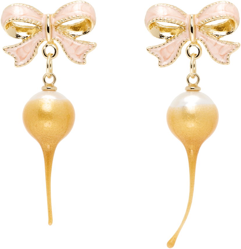 Øreringe Ottolinger Ottolinger Bow Pearl Drop Earrings Lyserød | 12590062501