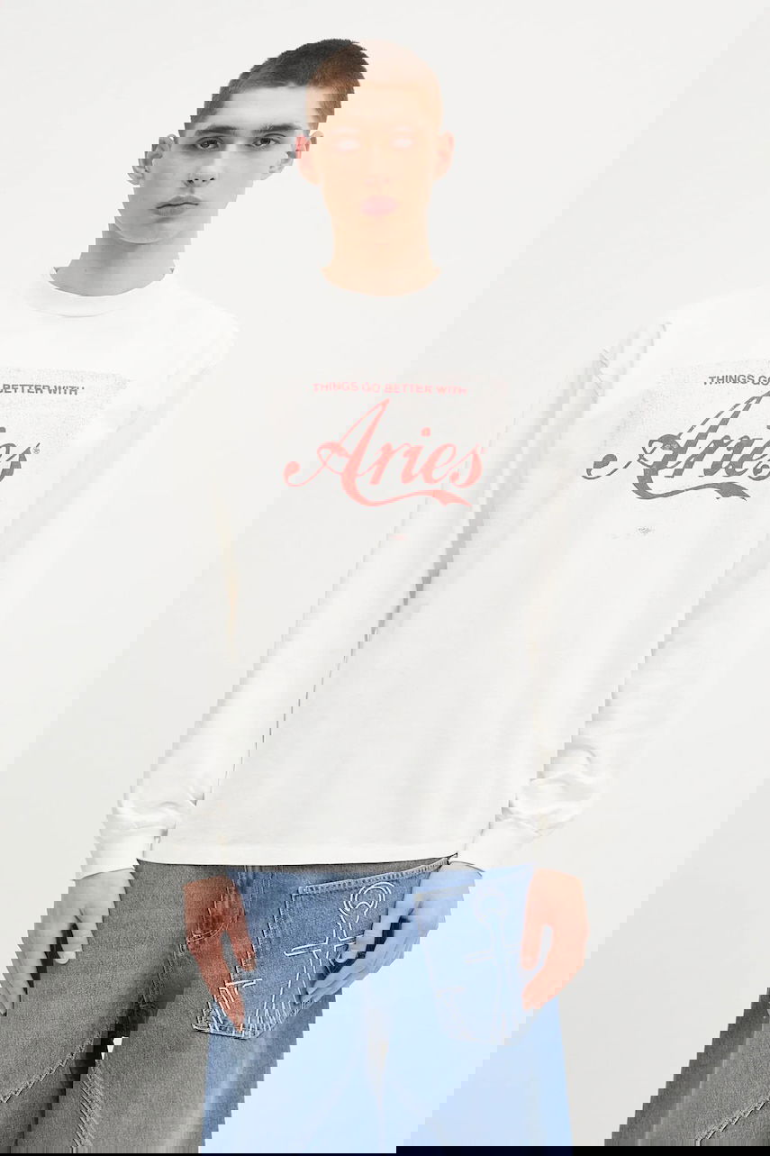 T-shirt Aries Aries Faded Cola LS Tee Long Sleeve T-Shirt Hvid | AR6265203, 0