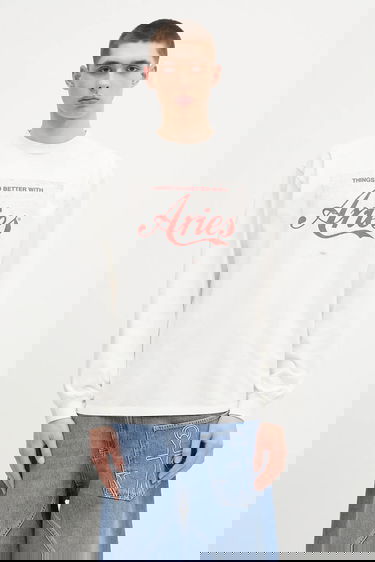 T-shirt Aries Aries Faded Cola LS Tee Long Sleeve T-Shirt Hvid | AR6265203, 0