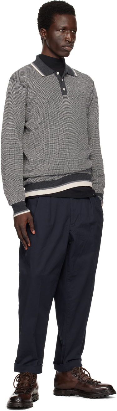 Polo skjorte BEAMS BEAMS PLUS Knit Collar Line Polo Grå | 38120030156, 3