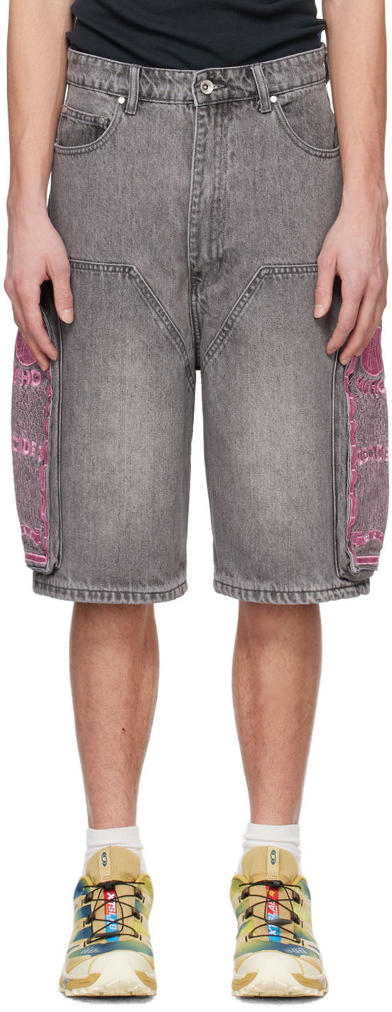 Shorts Who Decides War Who Decides War Embroidered Denim Shorts Grå | 1120960021SS24