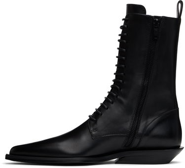 Tøj Ann Demeulemeester Ann Demeulemeester Ise Pointy Micro Heel Lace-Up Boots Sort | 2402-W-A12-LT131-099, 2