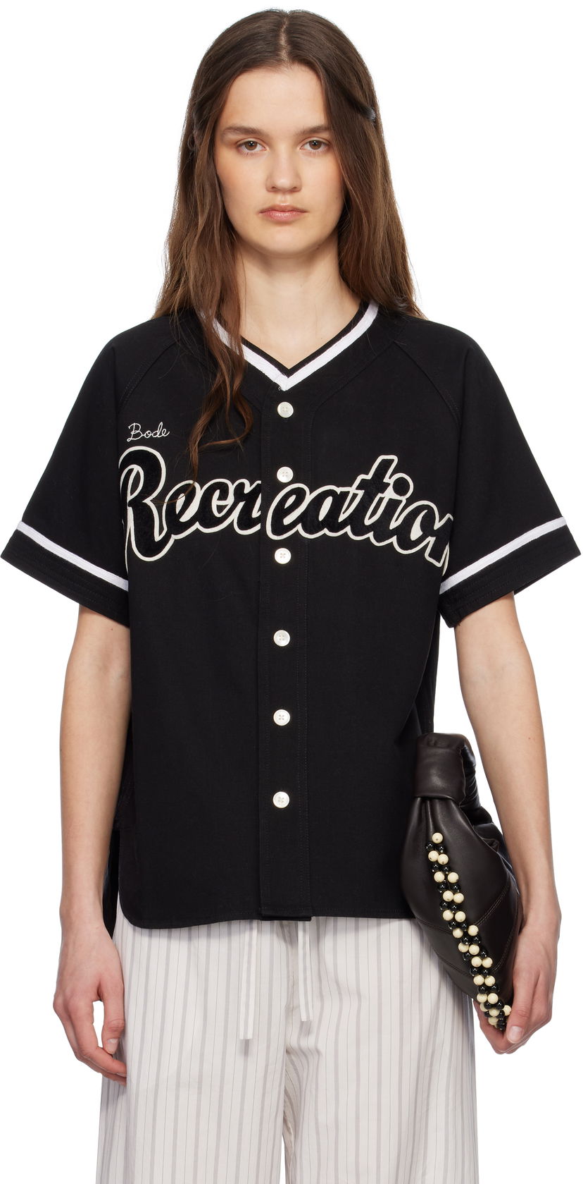 Jersey Bode Bode Recreation Baseball Jersey Shirt Sort | MRS25SH040