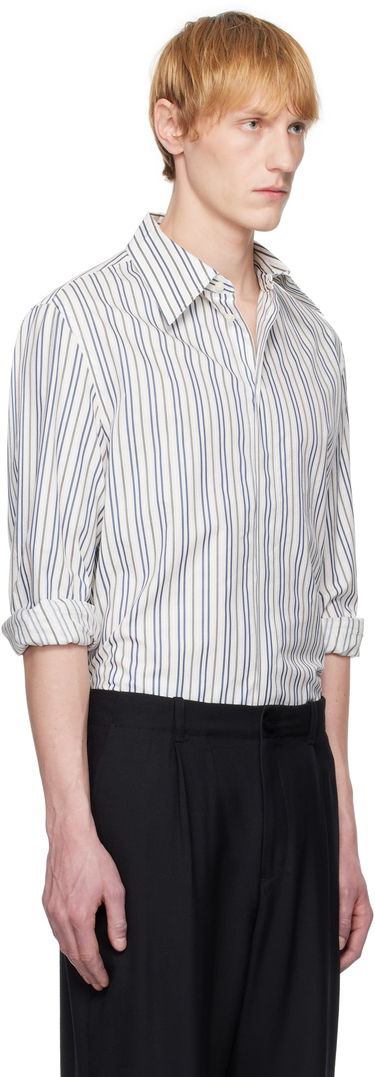 Skjorte Marine Serre Serre Regenerated Striped Poplin Button Up Shirt Hvid | MSI037A DWOV0060, 1