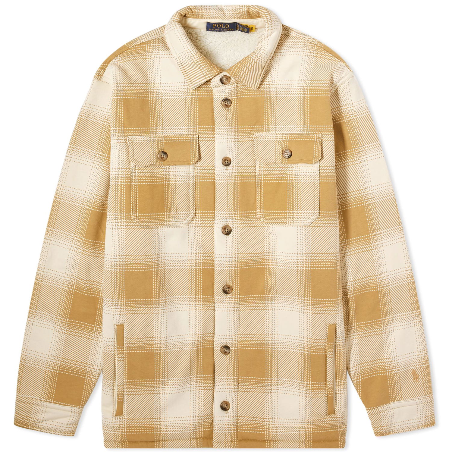 Skjorte Polo by Ralph Lauren Quilted Plaid Overshirt "Winter Cream/Cafe Tan" Beige | 710855198005, 0