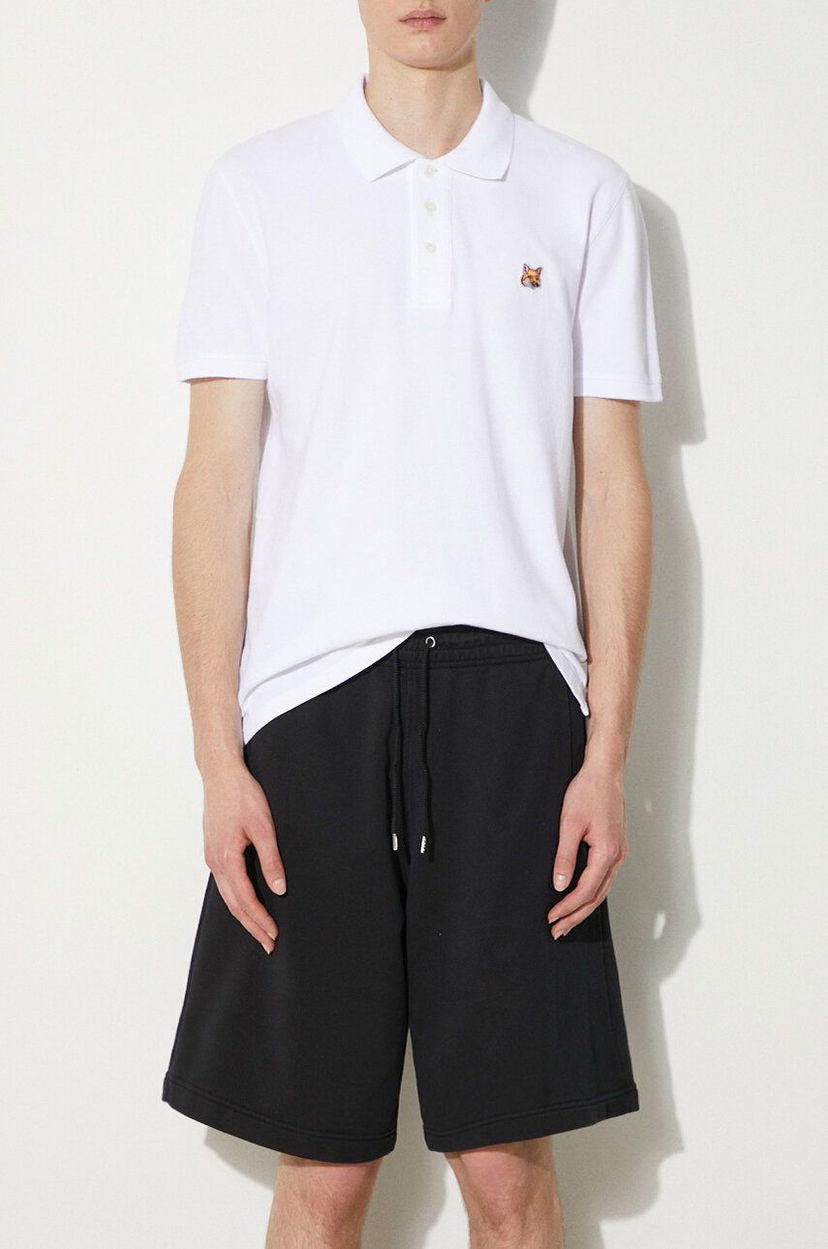 Polo skjorte MAISON KITSUNÉ Maison Kitsuné Bold Fox Head Patch Oversize Jog Shorts Hvid | MM01121KM0001