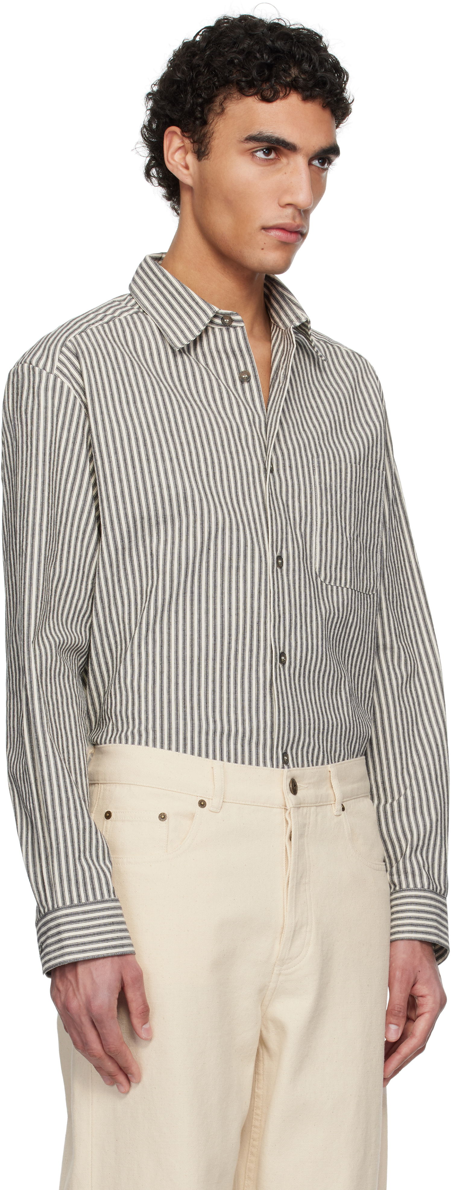 Skjorte A.P.C. A.P.C. Malo Striped Overshirt Beige | COHGG-H32023, 1